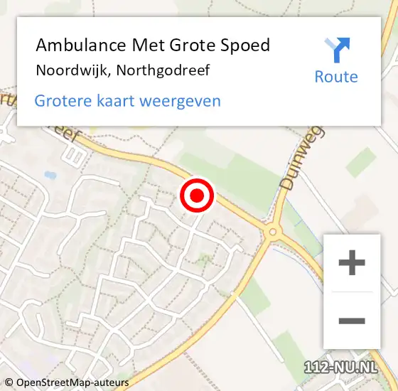 Locatie op kaart van de 112 melding: Ambulance Met Grote Spoed Naar Noordwijk, Northgodreef op 15 augustus 2023 09:04