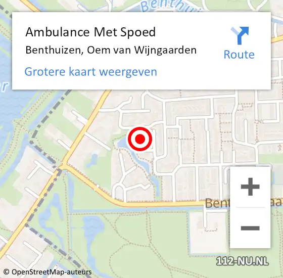 Locatie op kaart van de 112 melding: Ambulance Met Spoed Naar Benthuizen, Oem van Wijngaarden op 15 augustus 2023 09:07