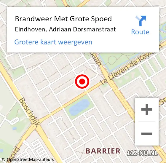 Locatie op kaart van de 112 melding: Brandweer Met Grote Spoed Naar Eindhoven, Adriaan Dorsmanstraat op 15 augustus 2023 09:09