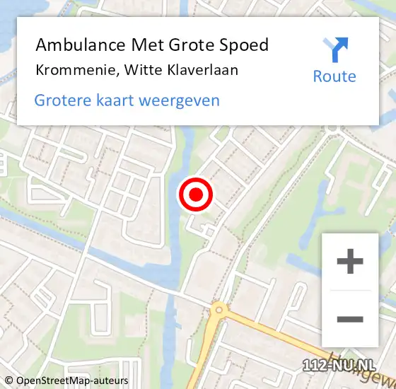 Locatie op kaart van de 112 melding: Ambulance Met Grote Spoed Naar Krommenie, Witte Klaverlaan op 15 augustus 2023 09:09