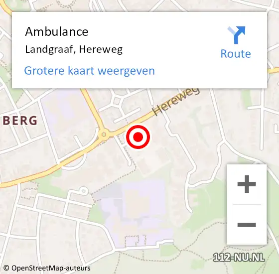 Locatie op kaart van de 112 melding: Ambulance Landgraaf, Hereweg op 4 september 2014 19:54