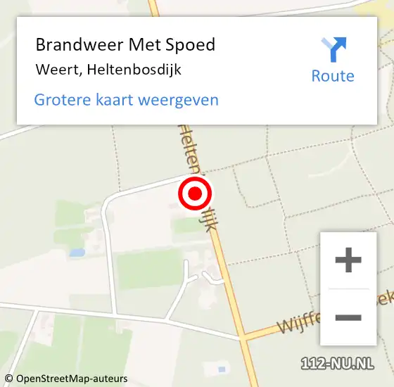 Locatie op kaart van de 112 melding: Brandweer Met Spoed Naar Weert, Heltenbosdijk op 15 augustus 2023 09:41