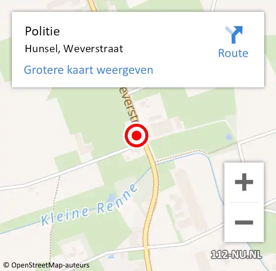 Locatie op kaart van de 112 melding: Politie Hunsel, Weverstraat op 15 augustus 2023 10:10
