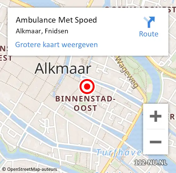 Locatie op kaart van de 112 melding: Ambulance Met Spoed Naar Alkmaar, Fnidsen op 15 augustus 2023 10:27