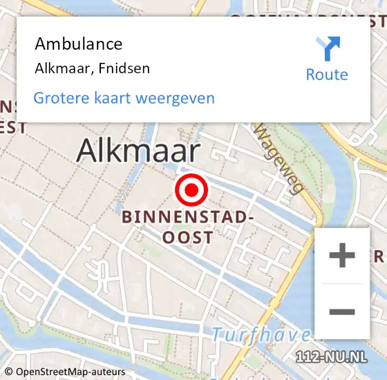 Locatie op kaart van de 112 melding: Ambulance Alkmaar, Fnidsen op 15 augustus 2023 10:28