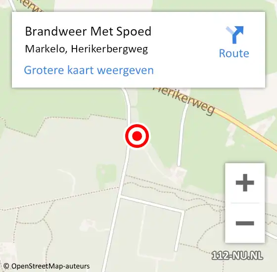 Locatie op kaart van de 112 melding: Brandweer Met Spoed Naar Markelo, Herikerbergweg op 15 augustus 2023 10:32