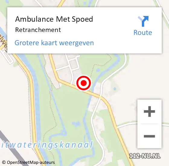 Locatie op kaart van de 112 melding: Ambulance Met Spoed Naar Retranchement op 15 augustus 2023 10:39