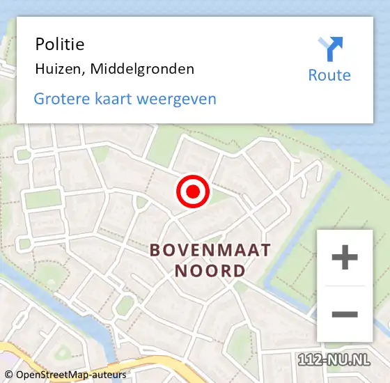 Locatie op kaart van de 112 melding: Politie Huizen, Middelgronden op 15 augustus 2023 10:45