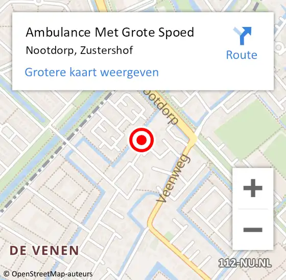 Locatie op kaart van de 112 melding: Ambulance Met Grote Spoed Naar Nootdorp, Zustershof op 15 augustus 2023 11:00