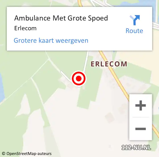 Locatie op kaart van de 112 melding: Ambulance Met Grote Spoed Naar Erlecom op 15 augustus 2023 11:17