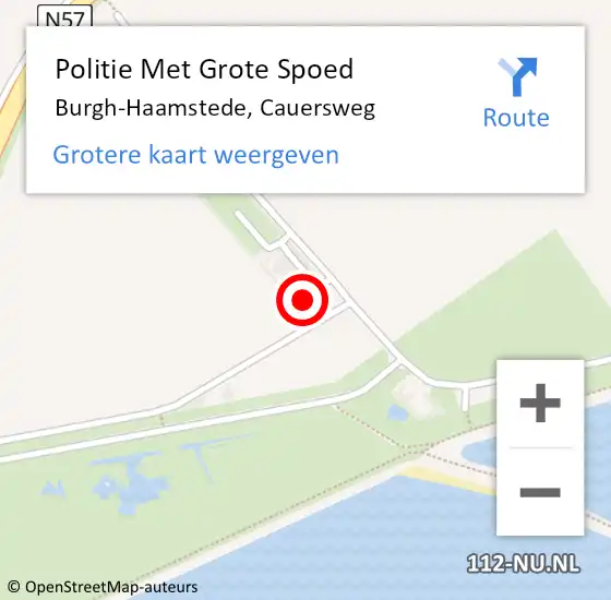 Locatie op kaart van de 112 melding: Politie Met Grote Spoed Naar Burgh-Haamstede, Cauersweg op 15 augustus 2023 12:15