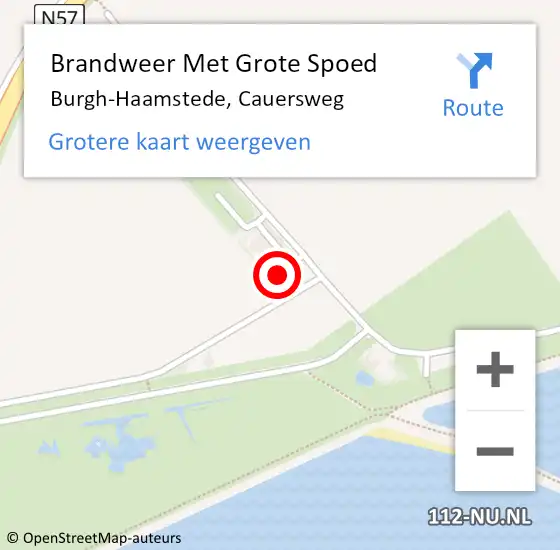 Locatie op kaart van de 112 melding: Brandweer Met Grote Spoed Naar Burgh-Haamstede, Cauersweg op 15 augustus 2023 12:16