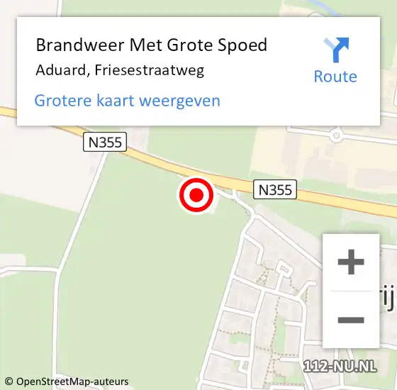 Locatie op kaart van de 112 melding: Brandweer Met Grote Spoed Naar Aduard, Friesestraatweg op 15 augustus 2023 12:22