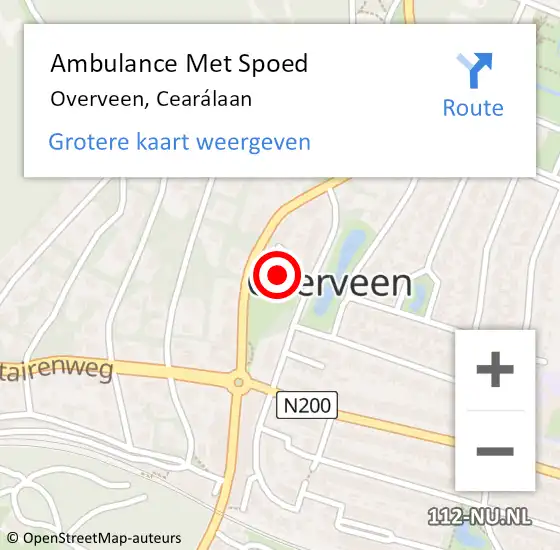 Locatie op kaart van de 112 melding: Ambulance Met Spoed Naar Overveen, Cearálaan op 15 augustus 2023 12:39