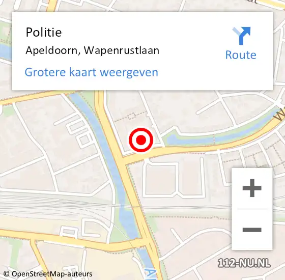 Locatie op kaart van de 112 melding: Politie Apeldoorn, Wapenrustlaan op 15 augustus 2023 12:40