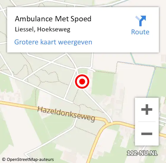 Locatie op kaart van de 112 melding: Ambulance Met Spoed Naar Liessel, Hoekseweg op 4 september 2014 20:27