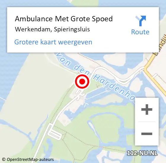 Locatie op kaart van de 112 melding: Ambulance Met Grote Spoed Naar Werkendam, Spieringsluis op 15 augustus 2023 13:31