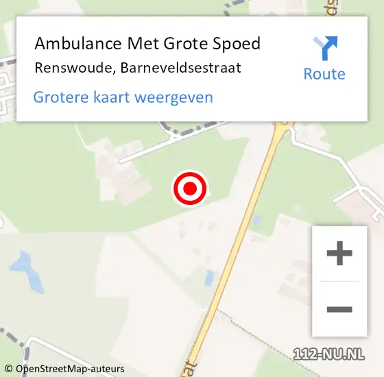 Locatie op kaart van de 112 melding: Ambulance Met Grote Spoed Naar Renswoude, Barneveldsestraat op 4 september 2014 20:29