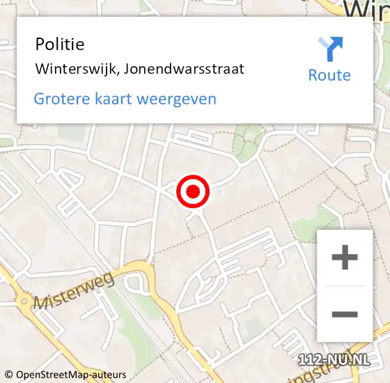 Locatie op kaart van de 112 melding: Politie Winterswijk, Jonendwarsstraat op 15 augustus 2023 13:47