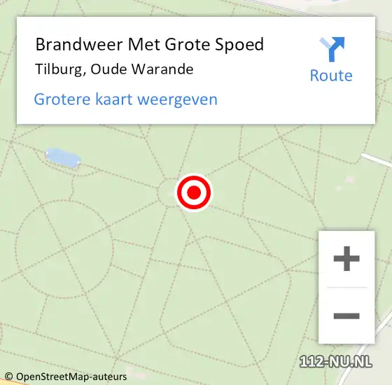 Locatie op kaart van de 112 melding: Brandweer Met Grote Spoed Naar Tilburg, Oude Warande op 15 augustus 2023 13:50