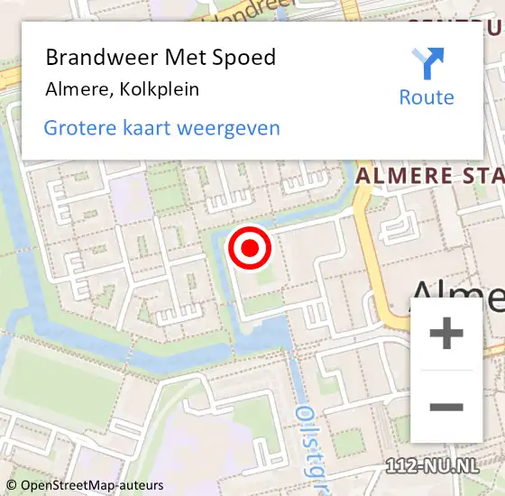 Locatie op kaart van de 112 melding: Brandweer Met Spoed Naar Almere, Kolkplein op 15 augustus 2023 14:22