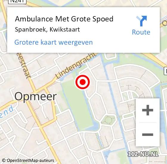 Locatie op kaart van de 112 melding: Ambulance Met Grote Spoed Naar Spanbroek, Kwikstaart op 15 augustus 2023 14:31