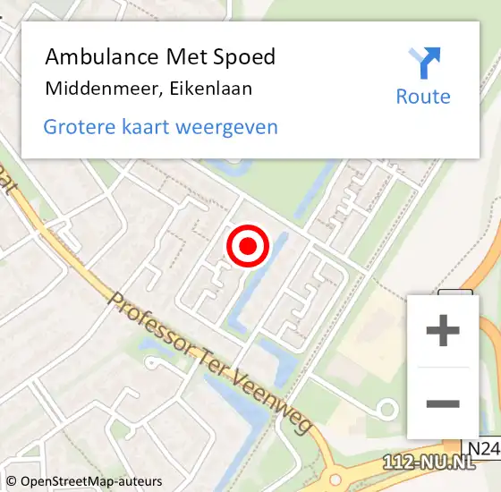 Locatie op kaart van de 112 melding: Ambulance Met Spoed Naar Middenmeer, Eikenlaan op 15 augustus 2023 14:38
