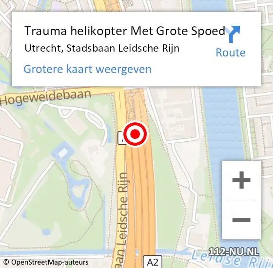 Locatie op kaart van de 112 melding: Trauma helikopter Met Grote Spoed Naar Utrecht, Stadsbaan Leidsche Rijn op 15 augustus 2023 14:45