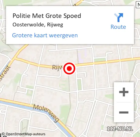 Locatie op kaart van de 112 melding: Politie Met Grote Spoed Naar Oosterwolde, Rijweg op 15 augustus 2023 14:51