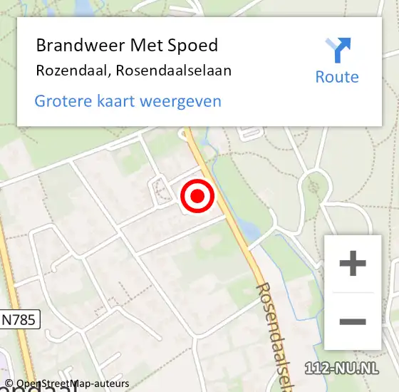 Locatie op kaart van de 112 melding: Brandweer Met Spoed Naar Rozendaal, Rosendaalselaan op 15 augustus 2023 15:02