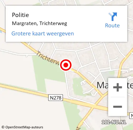 Locatie op kaart van de 112 melding: Politie Margraten, Trichterweg op 15 augustus 2023 15:08