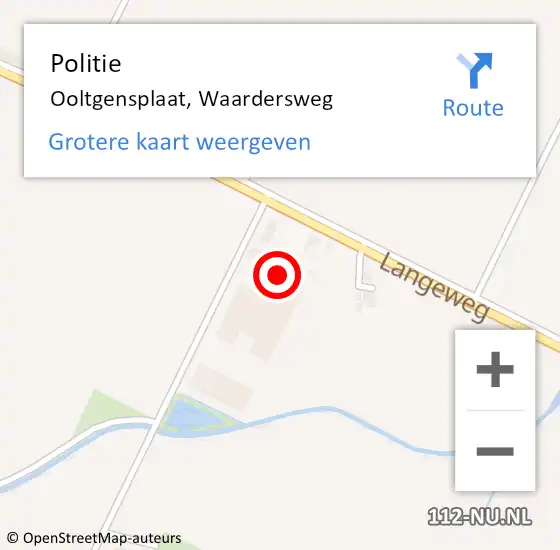 Locatie op kaart van de 112 melding: Politie Ooltgensplaat, Waardersweg op 15 augustus 2023 15:08