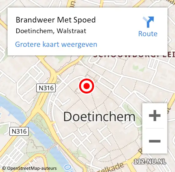 Locatie op kaart van de 112 melding: Brandweer Met Spoed Naar Doetinchem, Walstraat op 4 september 2014 20:41