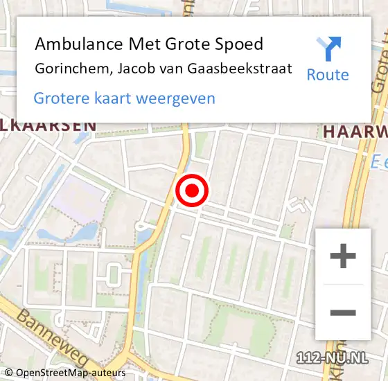 Locatie op kaart van de 112 melding: Ambulance Met Grote Spoed Naar Gorinchem, Jacob van Gaasbeekstraat op 15 augustus 2023 15:23