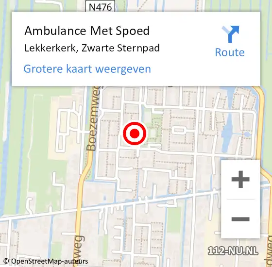 Locatie op kaart van de 112 melding: Ambulance Met Spoed Naar Lekkerkerk, Zwarte Sternpad op 15 augustus 2023 15:25