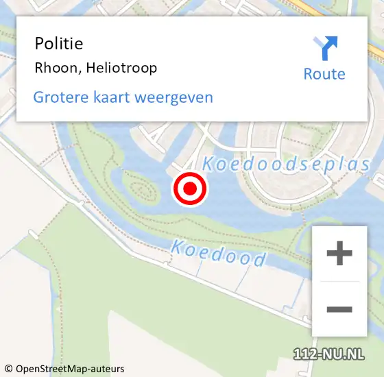 Locatie op kaart van de 112 melding: Politie Rhoon, Heliotroop op 15 augustus 2023 15:35