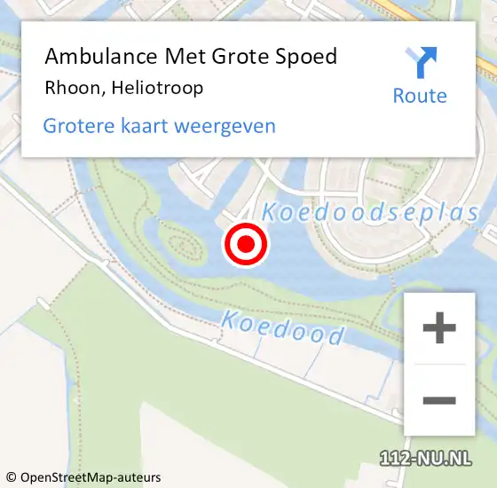 Locatie op kaart van de 112 melding: Ambulance Met Grote Spoed Naar Rhoon, Heliotroop op 15 augustus 2023 15:35