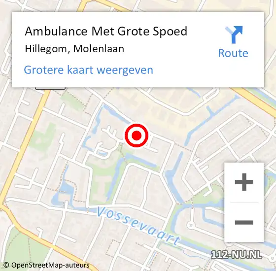 Locatie op kaart van de 112 melding: Ambulance Met Grote Spoed Naar Hillegom, Molenlaan op 15 augustus 2023 15:50