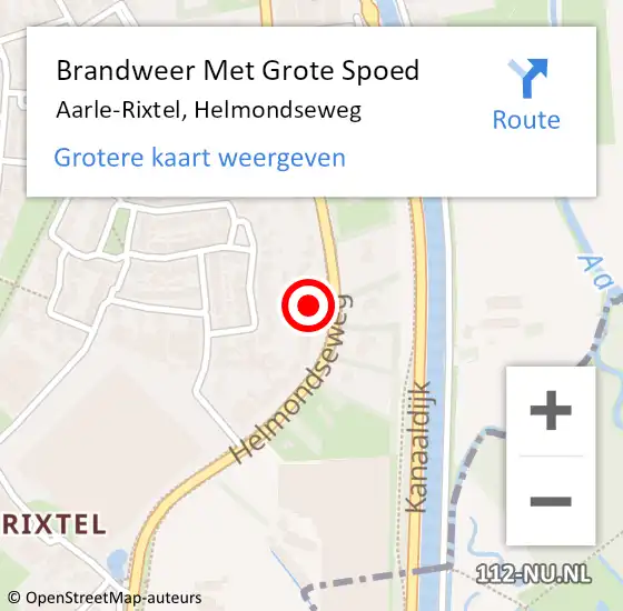 Locatie op kaart van de 112 melding: Brandweer Met Grote Spoed Naar Aarle-Rixtel, Helmondseweg op 15 augustus 2023 16:21