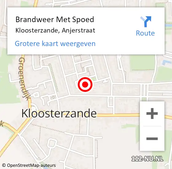 Locatie op kaart van de 112 melding: Brandweer Met Spoed Naar Kloosterzande, Anjerstraat op 15 augustus 2023 16:23