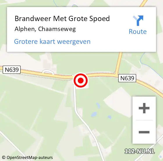 Locatie op kaart van de 112 melding: Brandweer Met Grote Spoed Naar Alphen, Chaamseweg op 15 augustus 2023 16:24