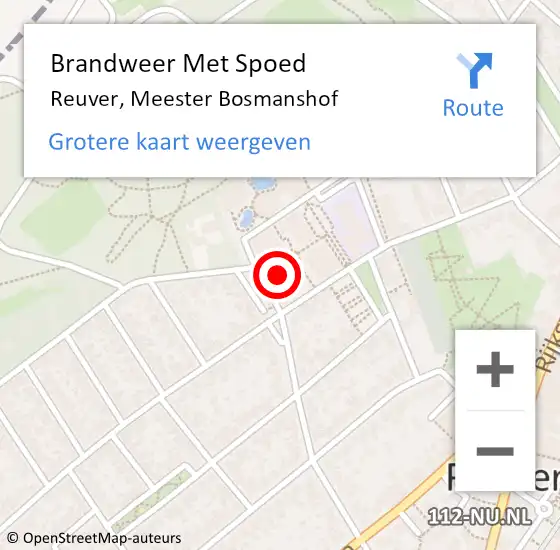 Locatie op kaart van de 112 melding: Brandweer Met Spoed Naar Reuver, Meester Bosmanshof op 15 augustus 2023 16:30