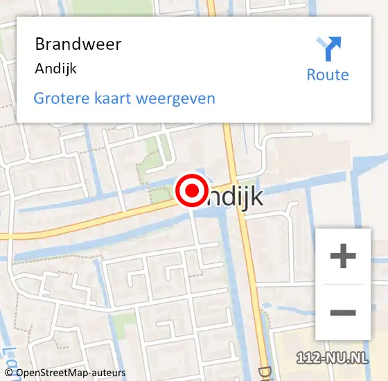 Locatie op kaart van de 112 melding: Brandweer Andijk op 15 augustus 2023 16:33