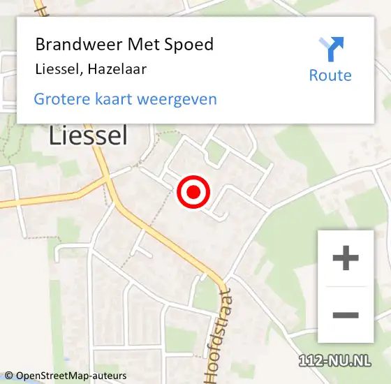 Locatie op kaart van de 112 melding: Brandweer Met Spoed Naar Liessel, Hazelaar op 15 augustus 2023 16:52