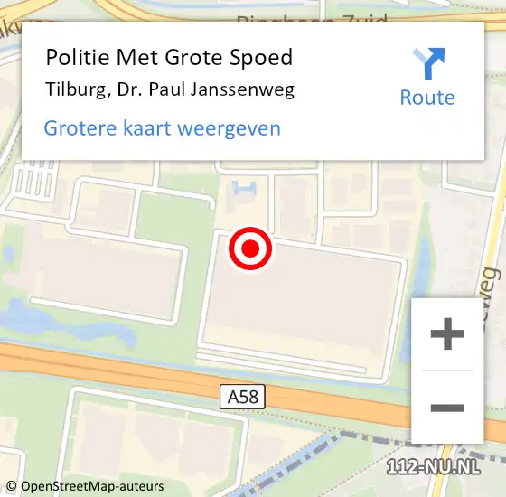 Locatie op kaart van de 112 melding: Politie Met Grote Spoed Naar Tilburg, Dr. Paul Janssenweg op 15 augustus 2023 17:56