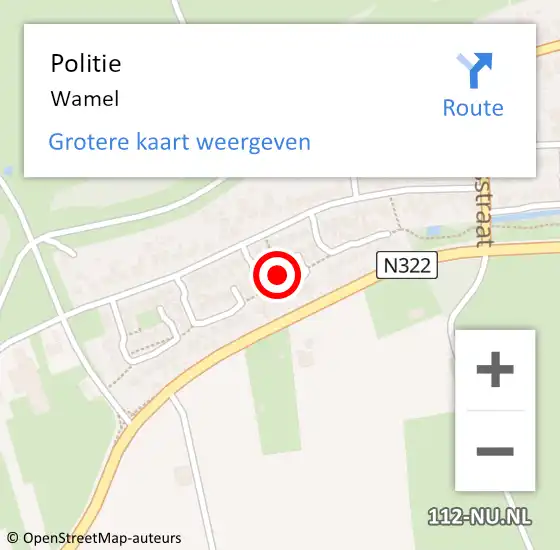 Locatie op kaart van de 112 melding: Politie Wamel op 15 augustus 2023 17:58