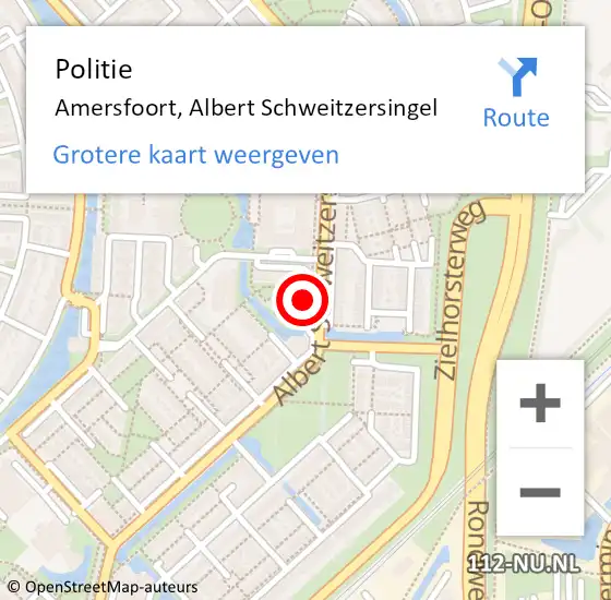 Locatie op kaart van de 112 melding: Politie Amersfoort, Albert Schweitzersingel op 15 augustus 2023 18:04