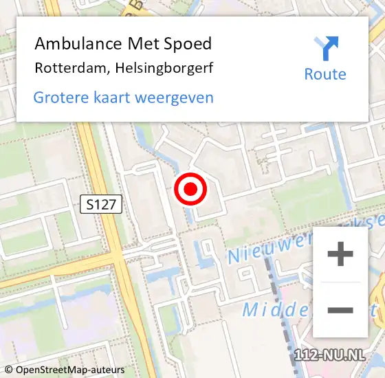 Locatie op kaart van de 112 melding: Ambulance Met Spoed Naar Rotterdam, Helsingborgerf op 15 augustus 2023 18:32