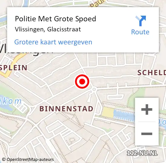 Locatie op kaart van de 112 melding: Politie Met Grote Spoed Naar Vlissingen, Glacisstraat op 15 augustus 2023 19:01