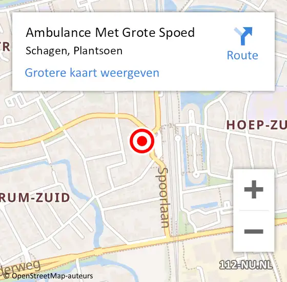 Locatie op kaart van de 112 melding: Ambulance Met Grote Spoed Naar Schagen, Plantsoen op 15 augustus 2023 19:01